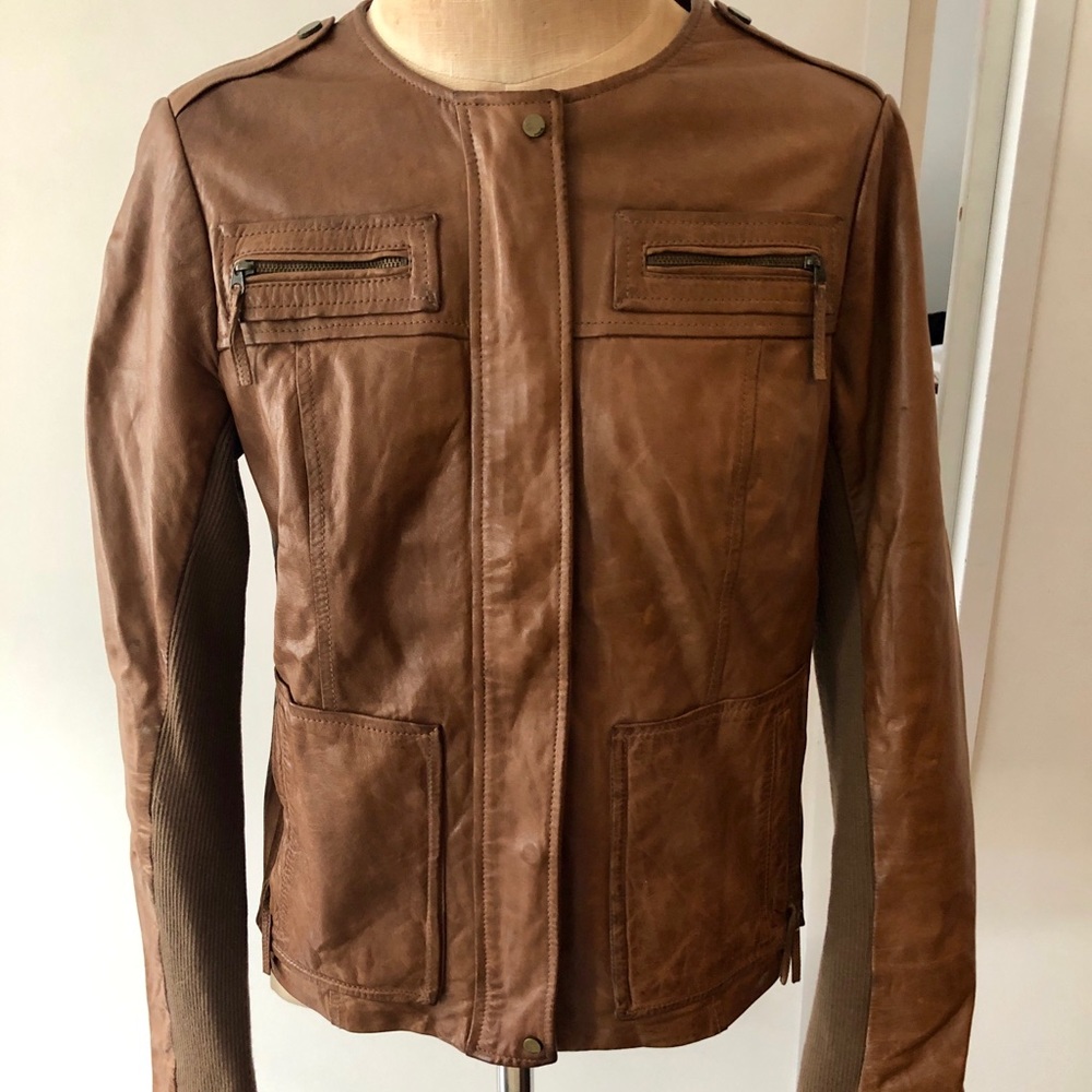 Vince cognac leather jacket size medium